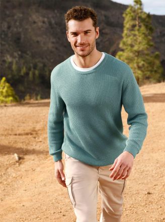 Catamaran Rundhalspullover CATAMARAN Pullover, Herren, Gr. 56/58, gr&uuml;n (jade), 50% Baumwolle, 50% Polyacryl, unifarben, Pullover Rundhalspullover