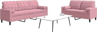 vidaXL Vidaxl - Juego De Sof&aacute;s Con Cojines 2 Piezas Terciopelo Rosa