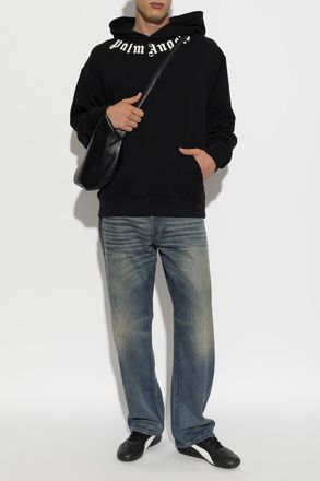 Palm Angels Cotton Hoodie, Mens, Black