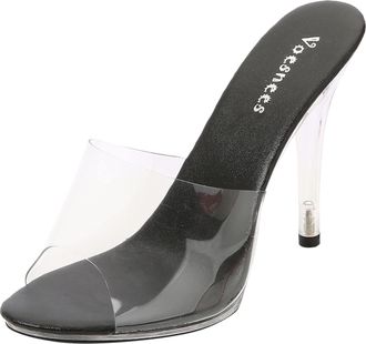 Generic Serria Sexy Shoes for Women Heels Slutty Slip On High Heel Mules Ladies Clear Square Toe Perspex Sandals Shoes Fashion Party Dress Work Evening Party 