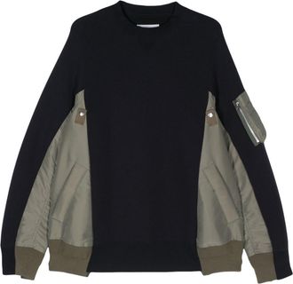 sacai panelled sweatshirt - men - Polyester/Nylon/Cotton/Polyester - 4 - Blue