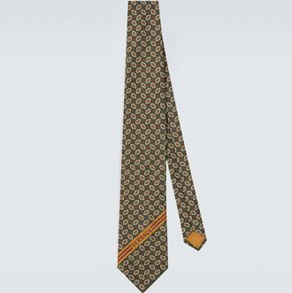 Versace Logo printed silk tie