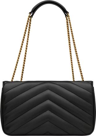 Saint Laurent Womens Loulou Medium Shoulder Bag Black Lamb Leather