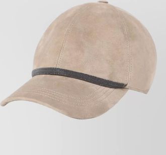 Brunello Cucinelli suede baseball cap curved brim beaded band