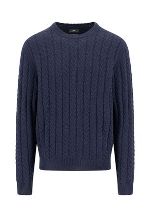 Fynch-Hatton Strickpullover FYNCH-HATTON, Herren, Gr. XXL, navy, Strick, Obermaterial: 65% Baumwolle, 35% Wolle, unifarben, normal h&uuml;ftbedeckend, Rundhals, Strickb