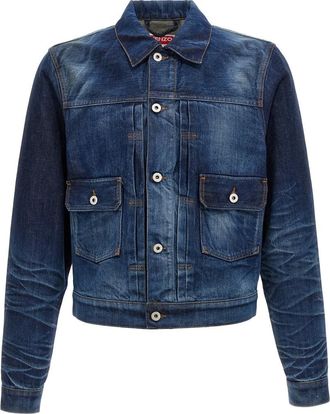 Kenzo Blue Shirt Collar Jackets