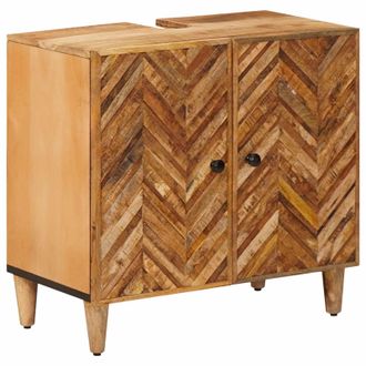 vidaXL Mueble De Lavabo Marr&oacute;n 62 X 33 X 58 Cm Madera De Mango Maciza Vidaxl