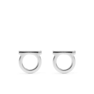 Ferragamo Vlinder Plaque Oorbellen Zilver Messing - Dames - Oorbellen - Grijs - ONE Size - Accessoires