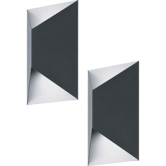 Loops 2 PACK IP44 Outdoor Wall Light Anthracite & White Trapeze 2.5W Built in LED