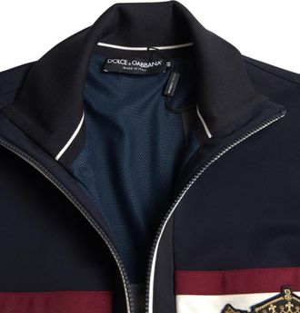 Dolce & Gabbana Blue Cardigan Heraldic Full Zip Mens Sweater
