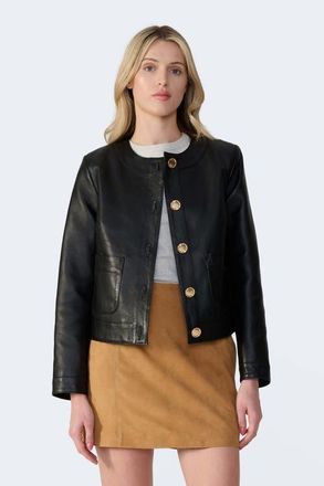 FURNIQ Margot Leather Jacket in Black at Nordstrom, Size Xx-Large