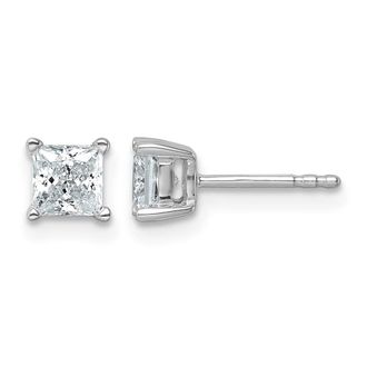 Diamond2Deal 14k Gold 1 ct Princess Lab Grown Diamond Stud Earrings VS Clarity, D-E Color