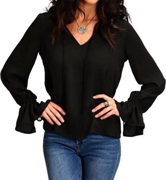 Stetson Crepe Blouse With Ruffle Sleeves In Black