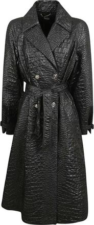 Versace Zwarte Trenchcoat met Verantwoorde Stof - Dames - Jas met riem - Zwart - M - Leer - Jassen