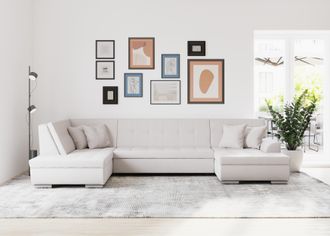 Domo Collection Wohnlandschaft »Treviso incl. Zierkissen, moderne Steppung, XXL: B/T/H: 364/201/83 cm« wahlweise mit Bettfunktion, in vielen Bezugsarten auch in Cord 