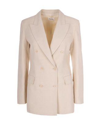 Parosh Natural Solid Notched Lapel Blazer