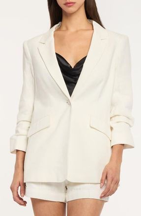 Cinq &agrave; Sept Kylie Linen & Cotton Blazer in Ivory at Nordstrom, Size 14