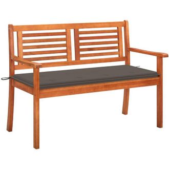 vidaXL Vidaxl - Banco De Jard&iacute;n 2 Plazas Madera Maciza Eucalipto Y Coj&iacute;n 120 Cm