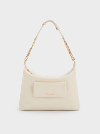 Charles & Keith Duo Quilted Front-Pocket Hobo Bag