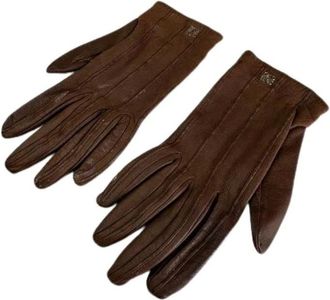 Loewe Pre-owned Vintage Leren Handschoenen - Dames - Vintage Accessoires - Bruin - ONE Size - Leer - Vintage