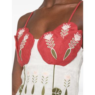 Farm Rio Broderie Anglaise Floral Embroidery Dress - White