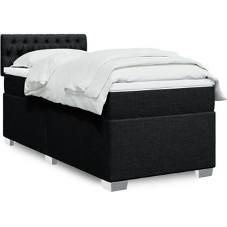 vidaXL Cama Box Spring Con Colch&oacute;n Tela Negro 80x200 Cm Vidaxl
