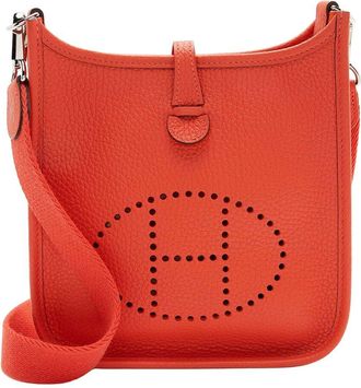 Herm&egrave;s Orange Taurillon Clemence Leather Evelyne Tpm Shoulder Bag (Authentic Pre-Loved)