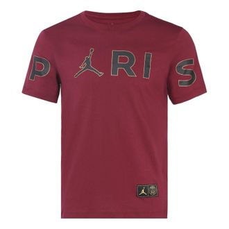 Nike Jordan Air Jordan Wordmark Paris Saint-Germain Sports Round Neck Alphabet Short Sleeve Red CK9786-610