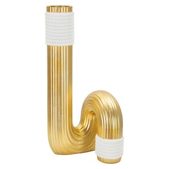 Dmora Vaso, Colore Struttura Oro, Bianco - Elide