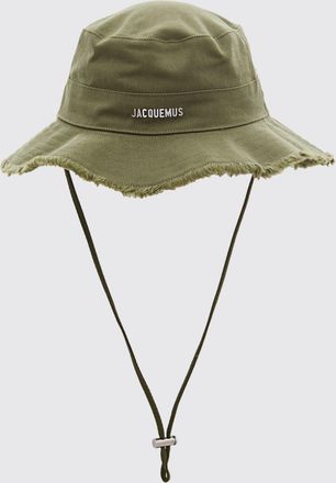 Jacquemus Frayed-Edge Cotton Bucket Hat with Drawstring