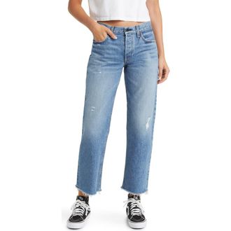 ASKK NY Raw Hem Low Rise Straight Leg Jeans in Berkley at Nordstrom Rack, Size 32