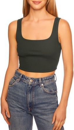 Susana Monaco Rib Scoop Neck Crop Tank in Hunter Green at Nordstrom Rack, Size X-Small