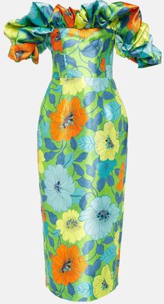 Alemais Floral ruffled satin midi dress
