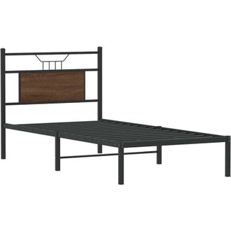 vidaXL Bed Frame without Mattress Brown Oak 80x200 cm Engineered Wood Vidaxl