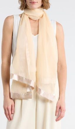 Nordstrom Rack Oversize Chiffon Border Scarf in Beige Humus at Nordstrom Rack