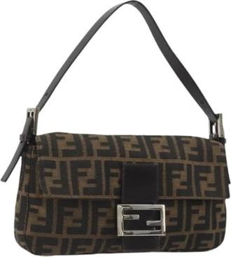 Fendi Pre-owned Vintage Zucca Schoudertas - Dames - Vintage Schoudertas - Bruin - ONE Size - Leer - Vintage