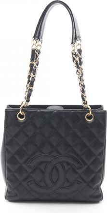 Chanel Black Leather Handbag Tote Bag (Pre-Owned)