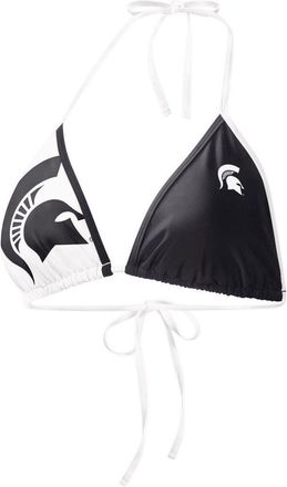 G-III 4Her by Carl Banks Womens G-III 4Her by Carl Banks Black/White Michigan State Spartans Play Action Bikini Top at Nordstrom, Size X-Large