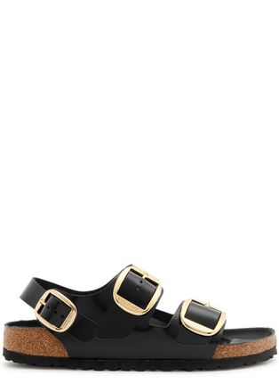 Birkenstock Milano Big Buckle Black Womens Leather Sandals UK 5
