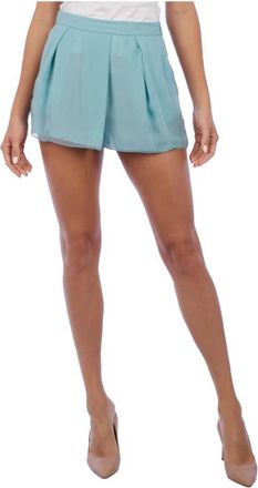 Emporio Armani Flowy Verfijnde Casual Shorts - Dames - Bermuda - Blauw - 2XS - Polyester - Korte Broeken