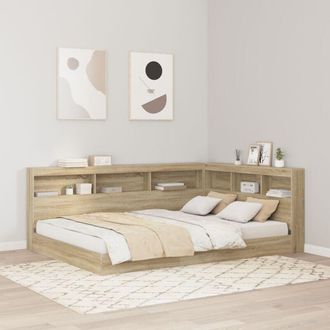 vidaXL Letto Libreria rovere sonoma 140 x 200 cm Legno multistrato vidaXL