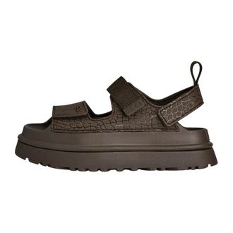 UGG Flat Sandals, female, Brown, Size: 11 US Goldenglow Embossed Sandal