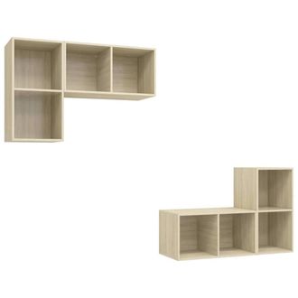 Berkfield Home Wall-mounted TV Cabinets 4 pcs Sonoma Oak Engineered Wood in Light Brown