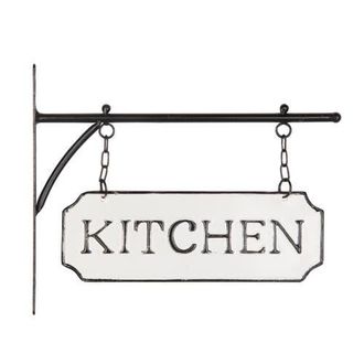 Foreside Home And Garden White and Black Enamel Kitchen Wall Sign on Metal Hanger at Nordstrom, Size Medium