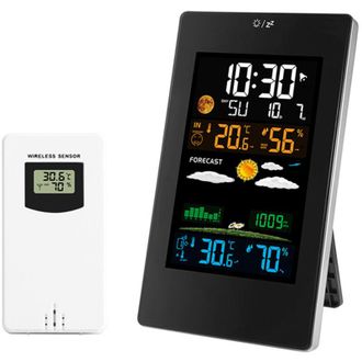 OEM Estaci&oacute;n Meteorol&oacute;gica Inal&aacute;mbrica Con Pantalla A Color Va Y Sensor Exterior, Term&oacute;metro, Higr&oacute;metro, Pron&oacute;stico Del Tiempo, Visualizaci&oacute;n De La Hora,