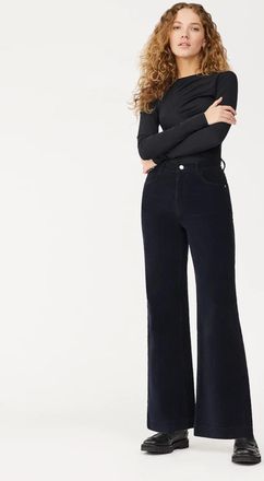 DL1961 Womens DL1961 Hepburn Jeans Midnight Blue Corduroy High-Rise Wide Leg JZZ147