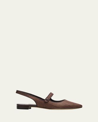 Manolo Blahnik Campari Mary Jane Slingback Flats