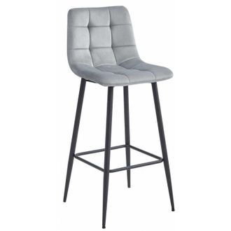 OEM Taburete Arceto - Terciopelo Gris Plata / Patas Negras X 1