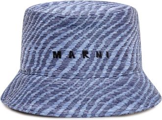 Marni Blue Woven Logo Bucket Hat