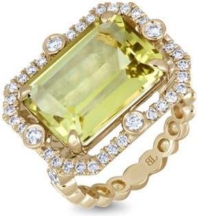 Bony Levy 18K Gold Iris Lemon Quartz & Diamond Statement Ring in 18K Yellow Gold at Nordstrom, Size 6.5